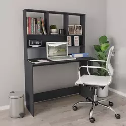 Radni stol s policama sivi 110 x 45 x 157 cm od iverice