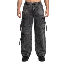 Moške jeans baggy hlače AFFLICTION - DECIMATION - washed sive - AWV30196-BK