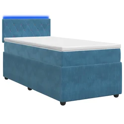 vidaXL Postelja boxspring z vzmetnico Modra 90 x 190 cm Žamet