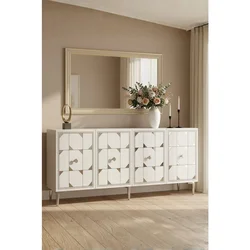 Hanah Home komoda Moka 150, 150 cm, bela / srebrna