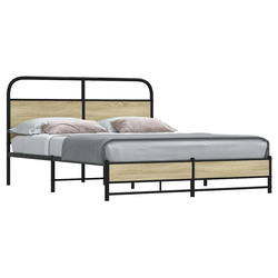 vidaXL Kovinski posteljni okvir brez vzmetnice sonoma hrast 160x200 cm