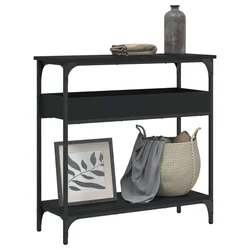 Konzolni stol s policama crni 75x29x75 cm od konstruiranog drva
