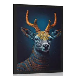 Plakat modro zlati jelen - 40x60 no frame