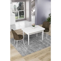 Hanah Home trpezarijski set Nil, sto i 2 stolice, bela ploča, braon tkanina Babyface