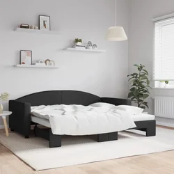 Izvlečna dnevna postelja črna 90x190 cm blago