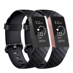 BStrap Fitbit Charge 3 Silicone Diamond (Small) pašček, Black