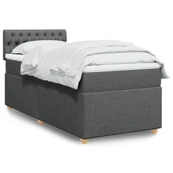 vidaXL Box spring postelja z vzmetnico temno siva 80x200 cm blago