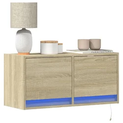 Zidni TV ormarić s LED svjetlima boja hrasta sonome 80x31x38 cm