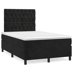 Vidaxl Box spring postelja z vzmetnico črna 120x200 cm žamet
