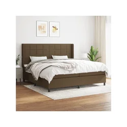 Den Box spring postelja z vzmetnico temno rjav 200x200 cm blago