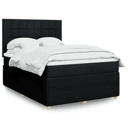 Vidaxl Box spring posteljni z vzmetnico črn 140x190 cm blago