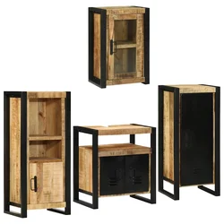 vidaXL vidaXL Komplet pohištva za kopalnico z vrati 4 pcs Rjava Trd mango les, (5000208098)