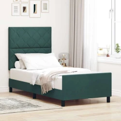 Vidaxl Konstrukcija postelje Temno zelena 100 x 200 cm Žamet
