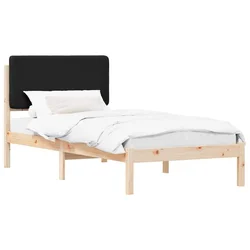 Vidaxl Posteljni okvir z oblazinjenim vzglavjem Črna 75 x 190 cm