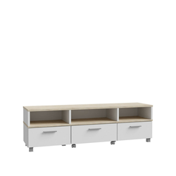NISKA KOMODA 161,6/48,5/41,3 cm bela, boja hrasta