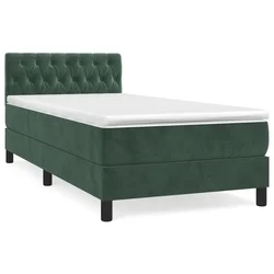 Vidaxl Box spring postelja z vzmetnico temno zelena 90x200 cm žamet