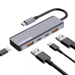 USB Type-C Hub 5-u-1 | 2x USB-A, 3x USB-C | Canyon