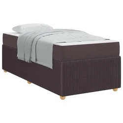 Vidaxl Konstrukcija postelje z vzmetnico Temno rjava 90 x 190 cm blago