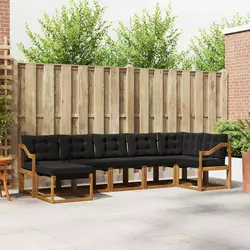 Set vanjskih sofa s jastukom 7 pcs Prirodna i crna