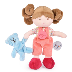 Bábika pre bábätká Mrs Confettis My First Doll Jolijou 20 cm v overale so psíkom z jemného textilu od 0 mes JJ6063