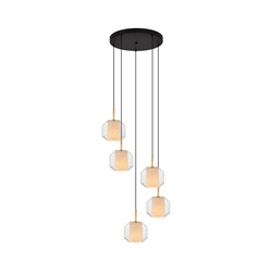 Zuma Line 003064-034743-Luster na sajli SOLIX 5xE27/25W/230V, prečnik 73 cm, zlatna/crna