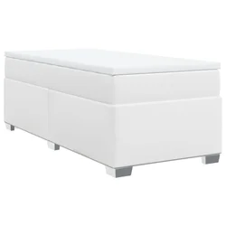 Vidaxl Box spring postelja z vzmetnico bela 90x200 cm umetno usnje