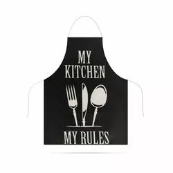 Kuhinjski predpasnik my kitchen, my rules imitacija lanu odrasli 68x52 cm