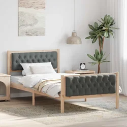 Krevetna konstrukcija s uzglavljem Tamno siva 100 x 200 cm