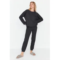 Trendyol Smoky Cotton Textured Knitted Pajamas Set