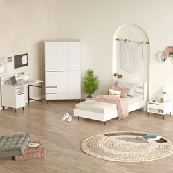 Hanah Home Komplet spavaća soba za tinejdžere ON24-W, Bela