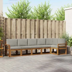 Set vanjskih sofa 6 kom. Prirodna i svjetlosiva