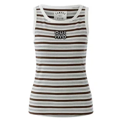 OUI Top temno rjava/bela