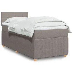 vidaXL Box spring postelja z vzmetnico taupe 90x200 cm blago