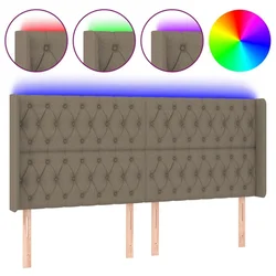 Vidaxl LED posteljno vzglavje taupe 183x16x118/128 cm blago