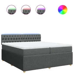 Vidaxl Box spring postelja z vzmetnico temno siva 200x200 cm blago