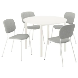 VIHALS / VIHALS Sto i 4 stolice, bela bela/bela Tibbleby bežsiva, 107 cm
