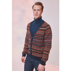 Trendyol Navy Blue Slim Fit V Neck Jacquard Knitwear Cardigan