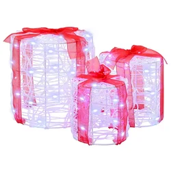 Dekoracija Poklon Kutije 3 pcs Hladna bijela 20 x 20 x 21 cm