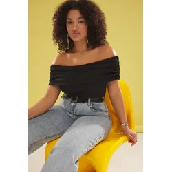 Trendyol Curve Ženska bluza Tbbss25Af00031, Crna