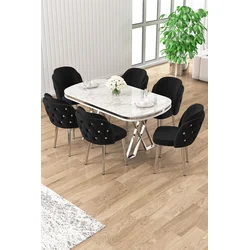 Hanah Home Trpezarijski set, 7 komada, Crni