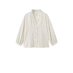 MANGO Bluza FLORETA kremna/črna