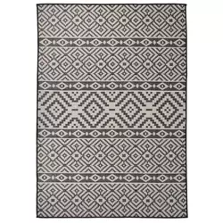 Vanjski tepih ravnog tkanja 140 x 200 cm crne pruge