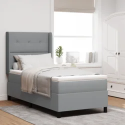 LED Box Spring Krevet Svijetlo siva 90 x 200 cm tkanina