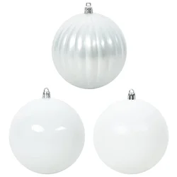 Set božićnih kuglica XXL 3 pcs Bijelo Plastika