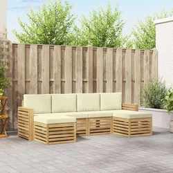 Set vanjskih sofa 6 pcs Bijela i krem 257 x 122,5 x 73 cm