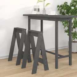 Greatstore Stolček 2 kosa sive barve 40x40x75 cm trdna borovina