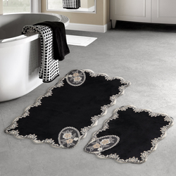 Hanah home Set 2 prostirke za kupatilo Crno-Beli