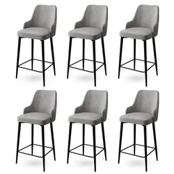 Hanah Home Set barskih stolica Enox, 6 komada, Sivo-crni