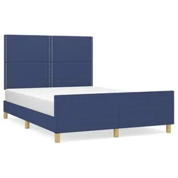 Vidaxl Posteljni okvir brez vzmetnice moder 140x200 cm tkanina