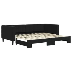 Vidaxl Izvlečna dnevna postelja črna 90x200 cm žamet